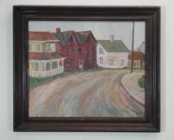 painting of a country road, framed