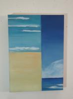 small oil painting of a beach, segmented
